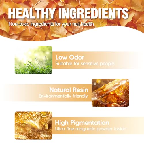 ADHERE Magnetic Cat Eye Gel Nail Polish Set, 12 ml*6 with 1 Magnets, Glitter Purple Blue Magnetic Effect Sparkle Stunning Nail Gel Polish with Soak Off Led Nail Art Gel DIY Salon Gifts