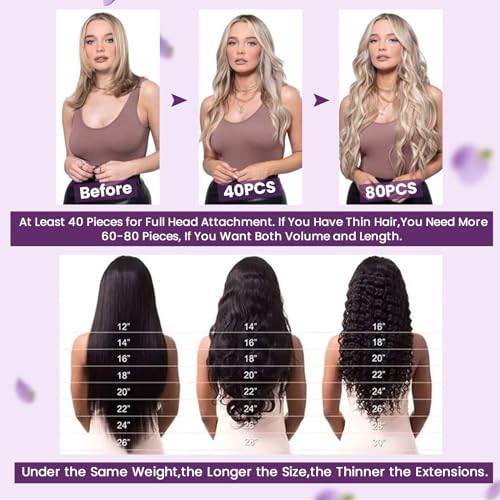 LaaVoo Tape in Human Hair Extensions Ombre Dark Brown to Platinum Blonde 22 Inch 50g/pack 20pcs Blonde Hair Extensions Seamless Skin Weft Tape in Extensions Real Human Hair
