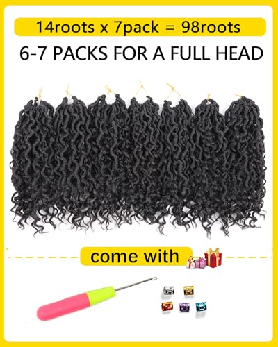 8 Inch Goddess Locs Crochet Hair for Black Women 7 Packs Curly Soft Faux Locs Crochet Hair with Curly Ends Pre Looped River Loc Crotchet Goddess Braids (8 Inch,1B30)
