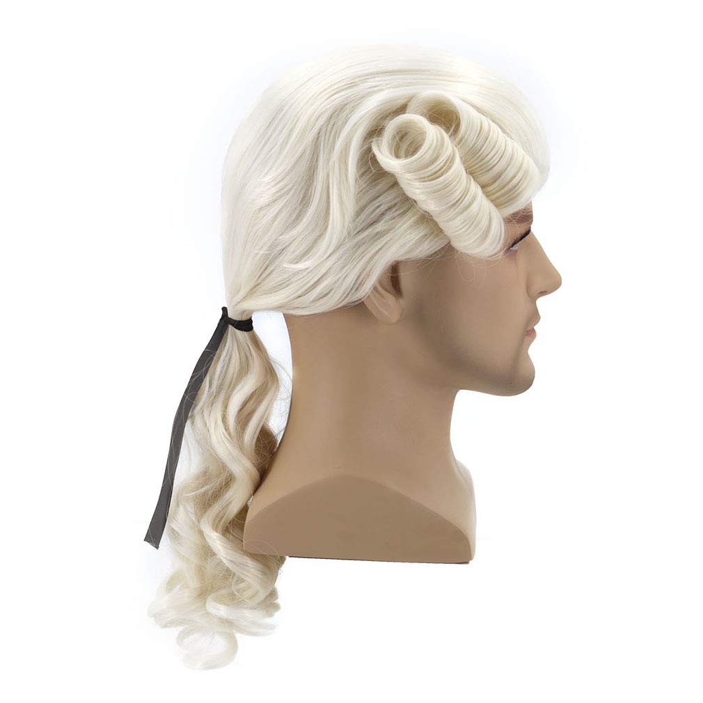 BERON Judge Colonial Wig Man Long Beige Cosplay Wigs Halloween Costumes Anime Party Wig (Adult)