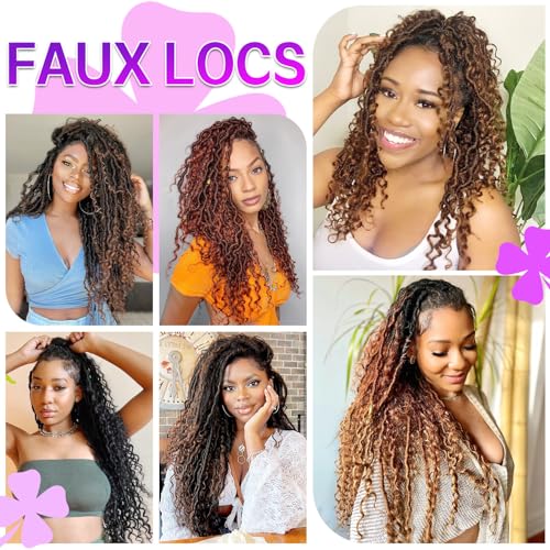 Goddess Locs Crochet Hair 22inch 8Packs Pre Looped Faux Locs Crochet Hair for Black Women River Locs Crochet Hair with Curly Ends T350
