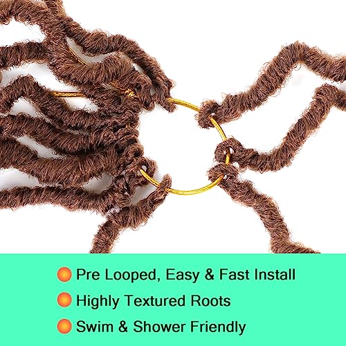 Faux Locs Crochet Hair (14 Inch) XCRUIQO Soft Locs with Curly Ends Goddess Locs Synthetic Boho Crochet Faux Locs for Women Pre Looped (8 Packs, 30#)