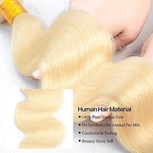 613 Body Wave Bundles Brazilian Blonde Human Hair Bundles 8A Virgin 613 Blonde Bundles Hair Weave Extensions 613 Bundles 20 22 24 Inch