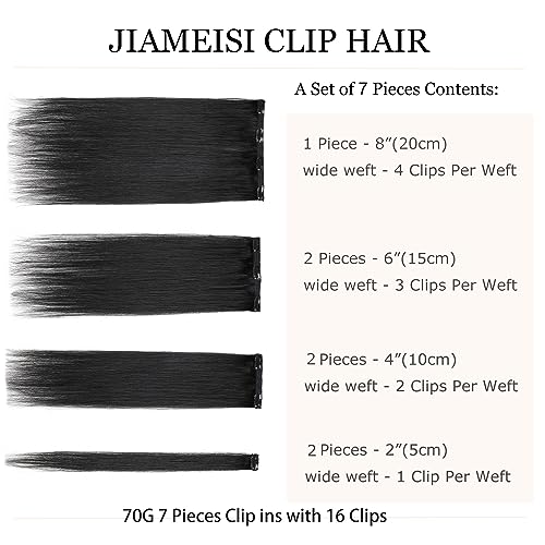 Clip In Human Hair Extensions,Double Weft 70g 7pcs Silky Straight Human Hair Clip In Extensions #1 Jet Black 12inch Remy Hair