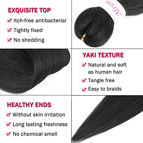 Alrence Pre Stretched Braiding Hair Long Braid 34 Inch 8 Packs Professional Braiding Hair Extensions Synthetic Crochet Twist Braids (34 Inch, 1B#)