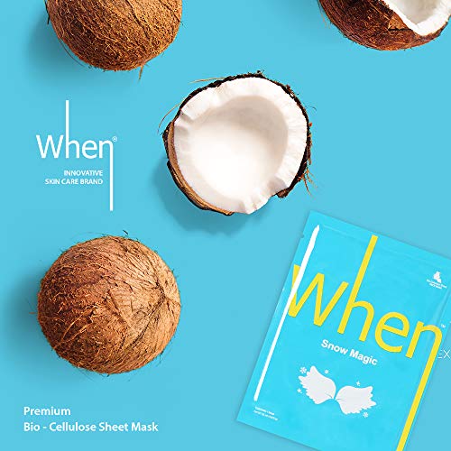 Radiance Bio-Cellulose Facial Sheet Mask - When Beauty Snow Magic Face Premium Korean Skincare Fine Line Wrinkles Reduce Intensive Hydration Soothing Protection (12 pcs set)