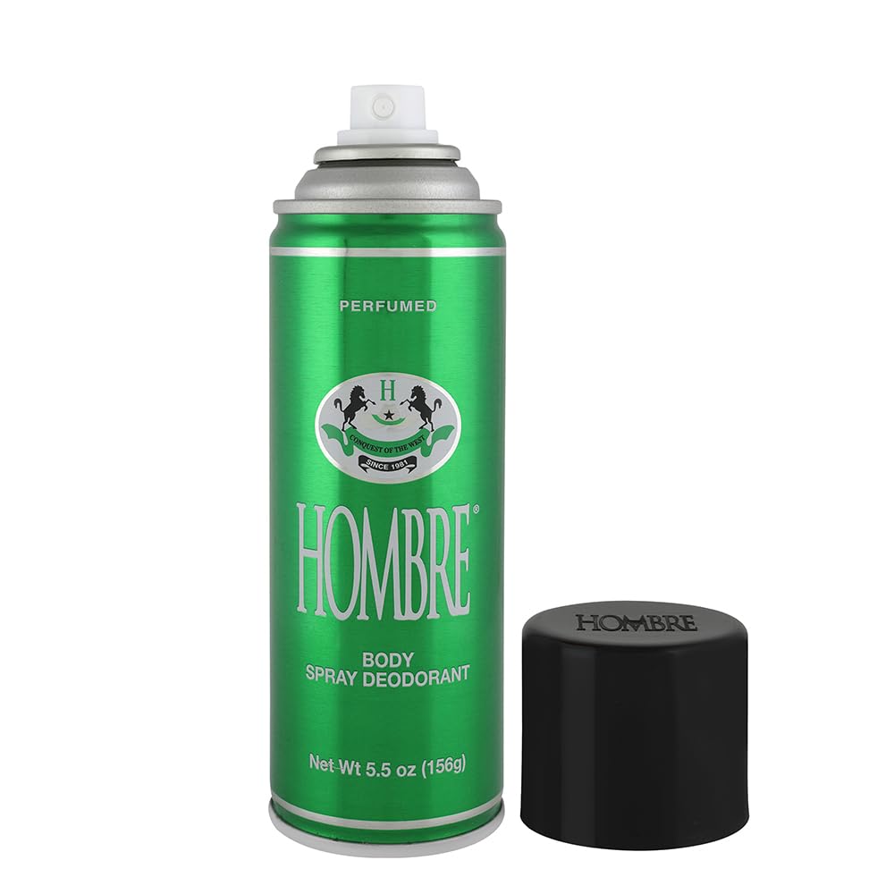 Hombre Green Deodorant Fresh Body Spray for Men 5.5Oz -156g (6 Pack)