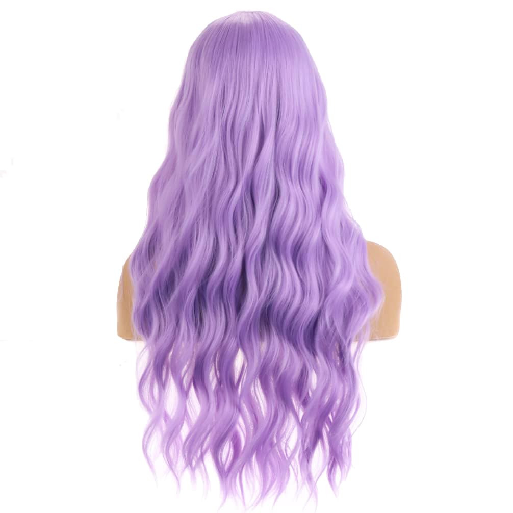 BERON Purple Wig for Women Long Wavy Wig Purple Long Curly Wigs Lavender Purple Synthetic Wig for Daily Party