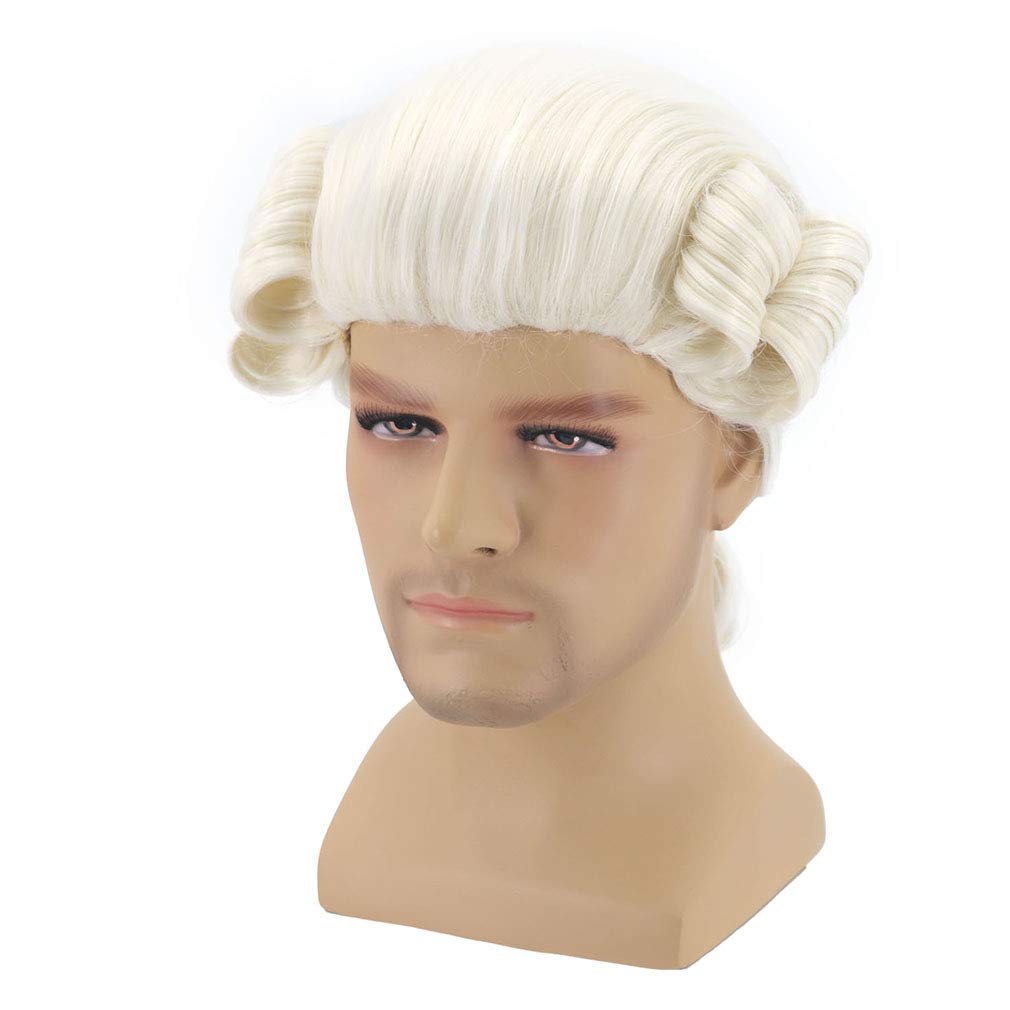 BERON Judge Colonial Wig Man Long Beige Cosplay Wigs Halloween Costumes Anime Party Wig (Adult)
