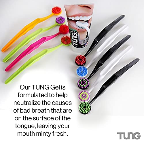 Tung Tongue Gel | Fresh Mint Tongue Cleaning Paste | Bad Breath and Halitosis | Mouth Odor Eliminator | Use with Tongue Brushes & Scrapers | Made in America (4 Pack)