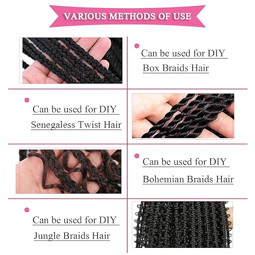 Betufllo Colorful Pre stretched Braiding Hair Extensions 3 Colors Mix Braiding Hair 26 Inch 3 Packs Pre Stretched Braiding Hair Professional Itch Free Ombre Braiding Hair for Girls