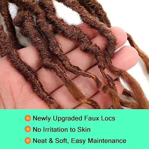 Faux Locs Crochet Hair (14 Inch) XCRUIQO Soft Locs with Curly Ends Goddess Locs Synthetic Boho Crochet Faux Locs for Women Pre Looped (8 Packs, 30#)