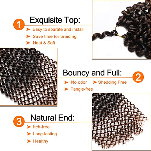 Passion Twist Hair 18 Inch 6 Packs Brown Water Wave Crochet Hair for Passion Twists Long Bohemian Braiding Protective Style Hair Extensions (18 Inch, 6 Packs, T30#)
