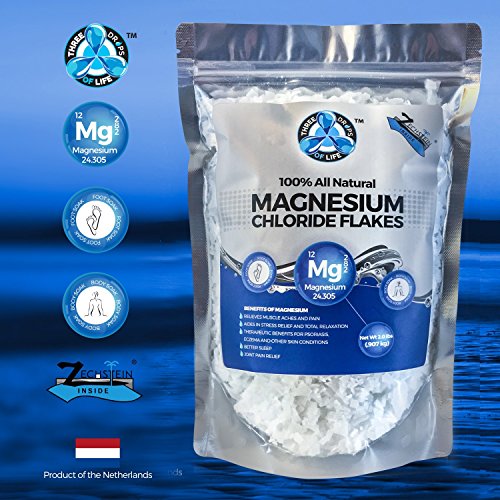 All Natural Magnesium Chloride Flakes, High Potency Absorption, Chloride Wins Over Epsom, Magnesium Directly from the Source, Numerous Health Benefits - 2lb Bulk Bag (1 Pack)