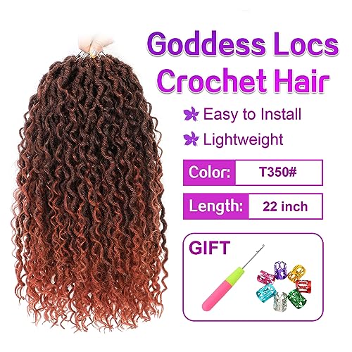 Goddess Locs Crochet Hair 22inch 8Packs Pre Looped Faux Locs Crochet Hair for Black Women River Locs Crochet Hair with Curly Ends T350
