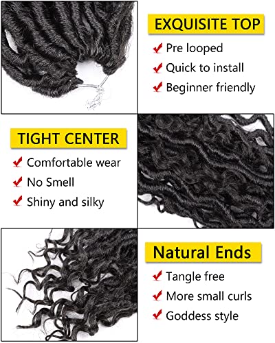 8 Inch Goddess Locs Crochet Hair for Black Women 7 Packs Curly Soft Faux Locs Crochet Hair with Curly Ends Pre Looped River Loc Crotchet Goddess Braids (8 Inch,1B30)