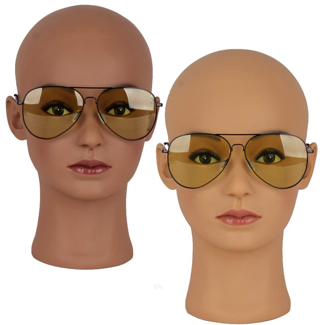 HAIRWAY Mannequin Head Bald Female Professional Cosmetology Training Head Bald Manikin Doll Head with Free T-pins Wigs Head Stand for Display(Dark Brown 21.5 Inch)