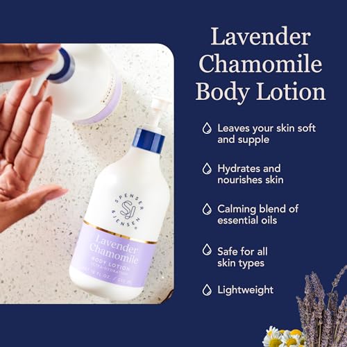 Spenser & Jensen Daily Moisturizing Body Lotion with Soothing Lavender Oil & Chamomile - Gentle On All Skin Types - Body Lotion for Women & Men - Paraben Free - 18 Oz (Pack of 1)