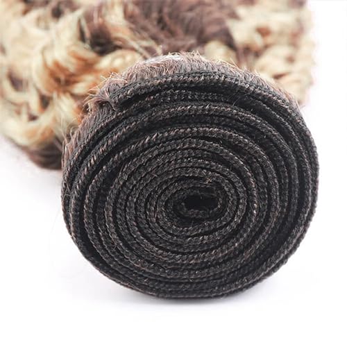 Fridnae Hair 24-28 Inch P4/613 Ombre Deep Wave Human Hair Bundles - Brazilian Unprocessed Virgin Hair, Two Tone Brown & Blonde Mix, Highlight Deep Wave