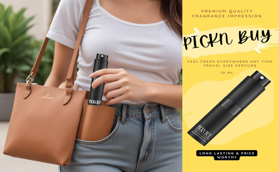 PICKN BUY Luxury Perfume for Women 0.34 Fl oz, Scent Compatible to Acqua Di Gioia Perfume, Made in USA, Long-Lasting Spray Comes in Refilable Bottle