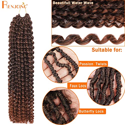 Passion Twist Hair 18 Inch 6 Packs Brown Water Wave Crochet Hair for Passion Twists Long Bohemian Braiding Protective Style Hair Extensions (18 Inch, 6 Packs, T30#)