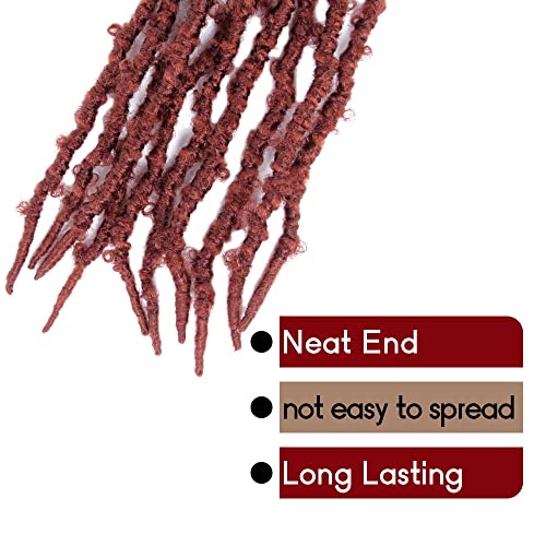 BOHOBABE 30 Inch Light Weight Butterfly Locs Crochet Hair 8 Packs Long Ginger Red Distressed Butterfly Faux Locs Crochet Hair, 350#