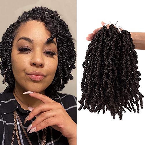 3 Packs Short Curly Spring Pre-twisted Braids Synthetic Crochet Hair Extensions 10 inch 15 strands/pack Ombre Crochet Twist Braids Fiber Fluffy Curly Twist Braiding Hair Bulk (10“ (pack of 3), 4#)