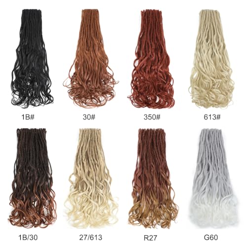 Aguacor Loose Wave Dreadlocks Synthetic French Curly Double Ended Dreadlock Extensions 24inches 30 Strands Thin Soft Black to Dark Brown Spanish Curly DE Dread Extension for Women (30 Strands, 1B/30)