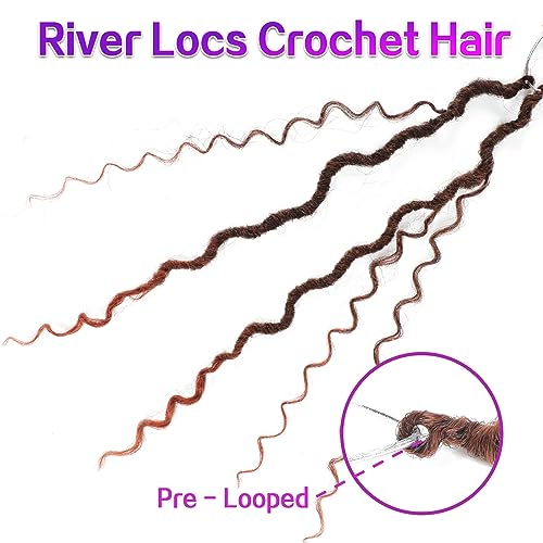Goddess Locs Crochet Hair 22inch 8Packs Pre Looped Faux Locs Crochet Hair for Black Women River Locs Crochet Hair with Curly Ends T350