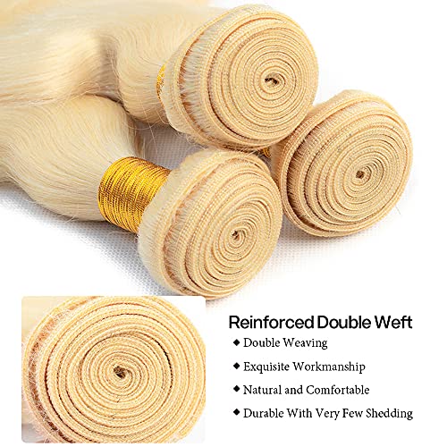 613 Body Wave Bundles Brazilian Blonde Human Hair Bundles 8A Virgin 613 Blonde Bundles Hair Weave Extensions 613 Bundles 20 22 24 Inch