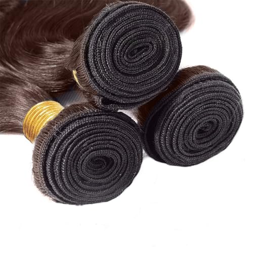Colcor #4 Brazilian Virgin Hair - Chocolate Brown Water Wave Bundles, 14/16/18 Inch, 3 Bundles, Unprocessed Human Hair
