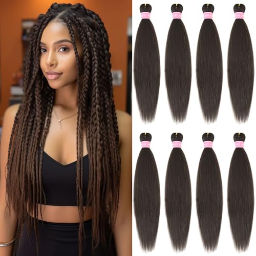 ZERAL Braiding Hair Pre Stretched 26 Inch 8 Packs Braiding Hair Professional Itch Free Yaki Texture Hair Extensions for Braids Synthetic Hair Braiding for Women and Girls (4#)