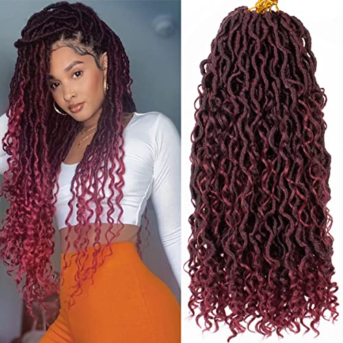 Beverlee 18 Inch Goddess Locs Crochet Hair 8 Pcak Boho Faux Locs Boho Goddess Locs Crochet Locs Pre Looped Soft Hippie Locs Synthetic Bohemian Curly Crochet Locs Hair for Black Women TBUG#