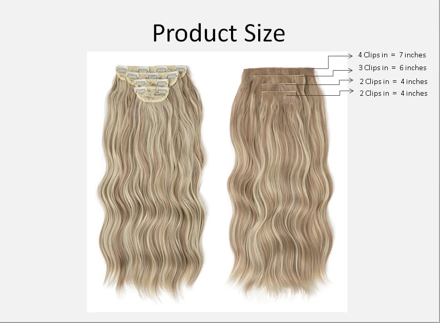 DAIMWEN Hair Extensions Long Curly Hair for Women Wavy Clip in Hair Extensions 4 Piece Set 20 Inch Synthetic Hair(Dirty Blonde)