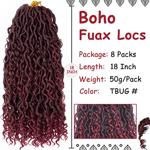 Beverlee 18 Inch Goddess Locs Crochet Hair 8 Pcak Boho Faux Locs Boho Goddess Locs Crochet Locs Pre Looped Soft Hippie Locs Synthetic Bohemian Curly Crochet Locs Hair for Black Women TBUG#