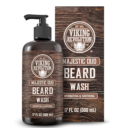 Viking Revolution Beard Wash and Beard Conditioner for Men with Argan Oil and Jojoba Oil - Beard Softener and Strengthener Beard Care Beard Shampoo and Conditioner with Beard Oil (5oz, Majestic Oud)