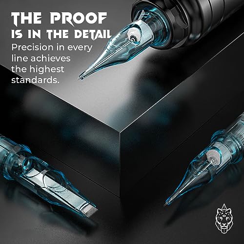 20pcs Tattoo Cartridge Needles- Tattoo Needles Cartridges Sterilized with Membrane Mixed Sizes-Upgraded 2.0 Casing Design- Durable Tattoo Needles for Tattooing - Round Liner (1001RL)