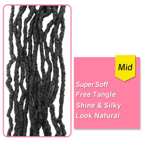 SERENDIPA Boho Faux Locs Curly End, 18 Inch Long Pre-Looped Soft Crochet Goddess Locs Synthetic Hair (6 Packs, 1B, Natural Black)