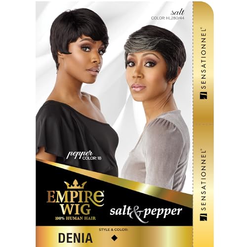 Sensationnel Empire Human Hair Wig - Salt And Pepper Denia Contouring Mesh Cap Heat Safe (T2/27)