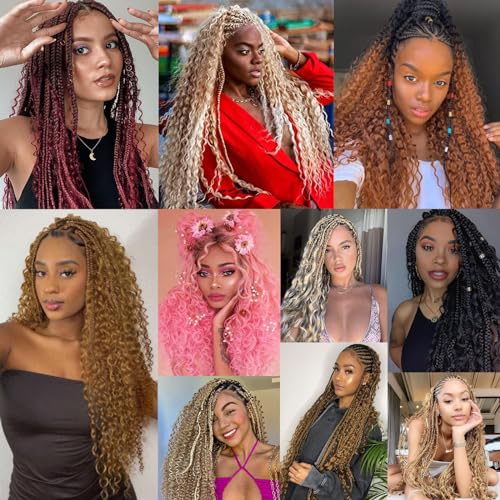 ZRQ Ocean Wave Crochet Hair 7 Packs 24 Inch Natural Black Deep Twist Wave Curly Wavy Crochet Braiding Hair Synthetic Hair Extension For Black Women #1B