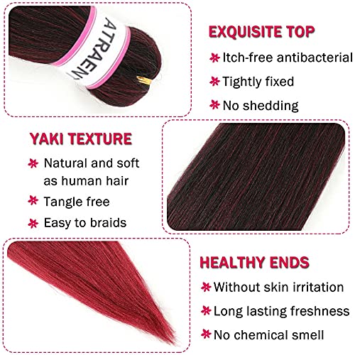 Pre Stretched Braiding Hair 8 Packs - 18 Inch Ombre Braiding Hair,Two Tone Yaki Texture Prestretched Crochet Braids Hair,Professional Synthetic Hair Extension Itch Free Hot Water Setting(18"T1B/Bug)
