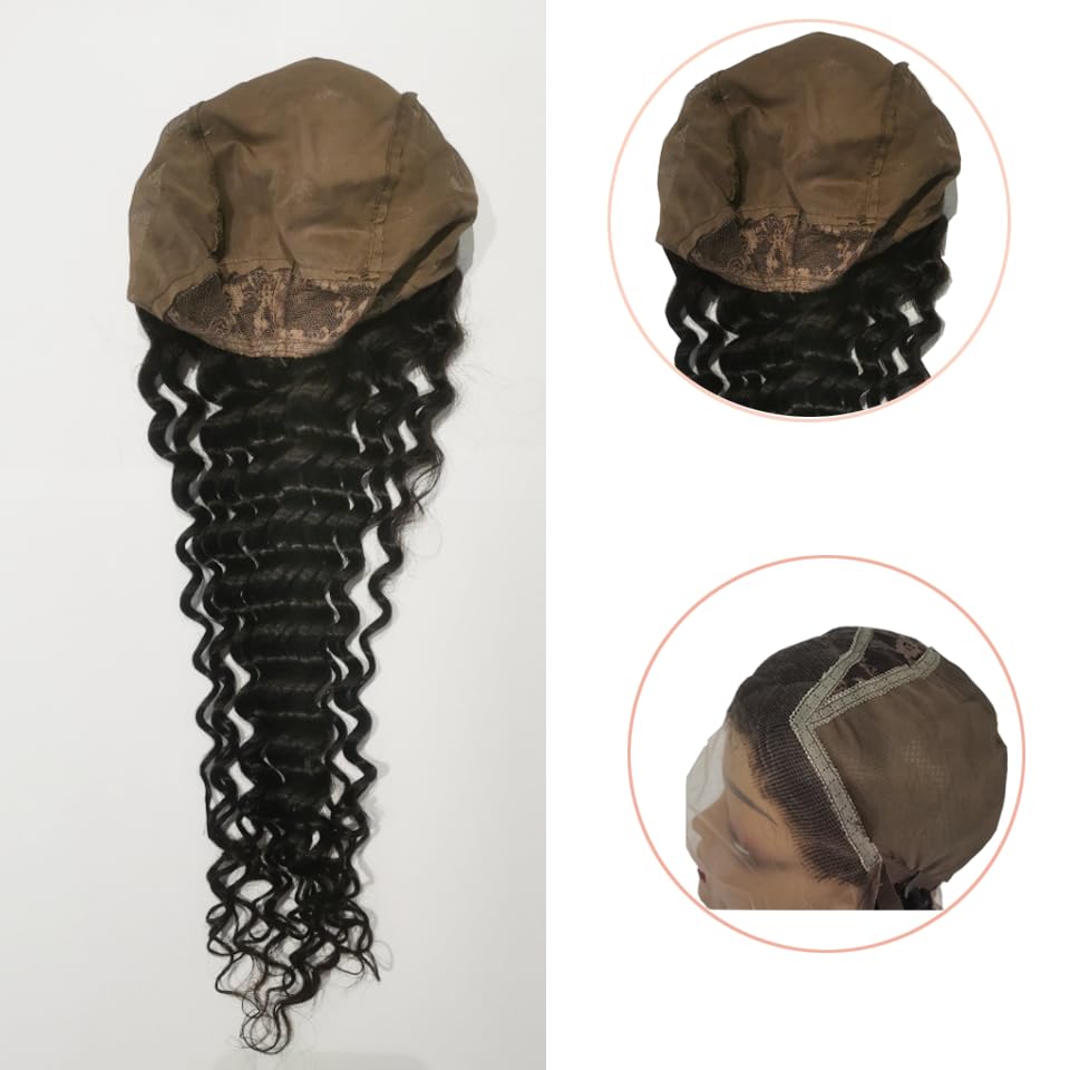 4x4 Lace Closure Deep Wave Human Hair 130% Density Unprocessed 12A Deep Curly Virgin Hair 4x4 Transparent Lace Closure With Cap Natural Color 16 Inch