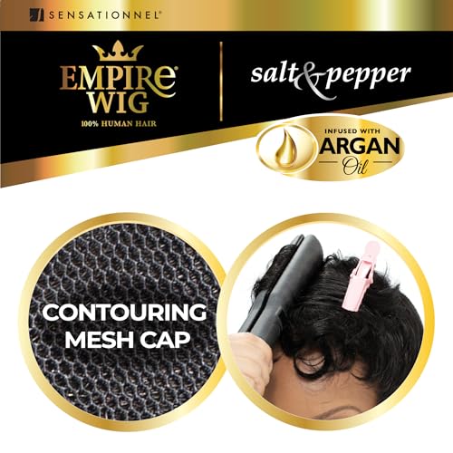 Sensationnel Empire Human Hair Wig - Salt And Pepper Denia Contouring Mesh Cap Heat Safe (T2/27)