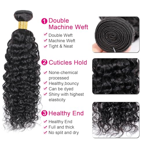 VIYAVIYA Brazilian Water Wave Bundles 10 Inch Human Hair Unprocessed Water Wave Human Hair Bundles Brazilian Virgin Hair Natural Color