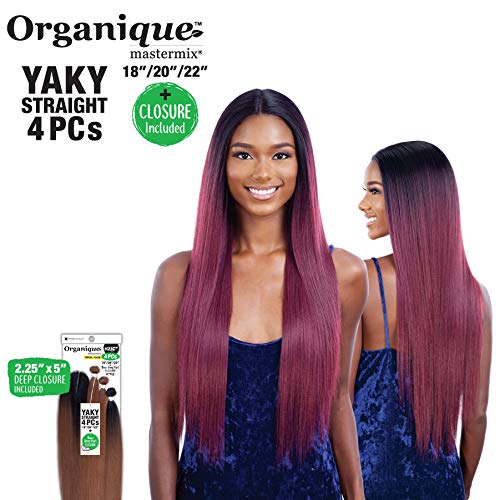Organique Mastermix YAKY STRAIGHT 4PCS (18"/20"/22", 4 Medium Brown) - Shake-N-Go Synthetic Weave