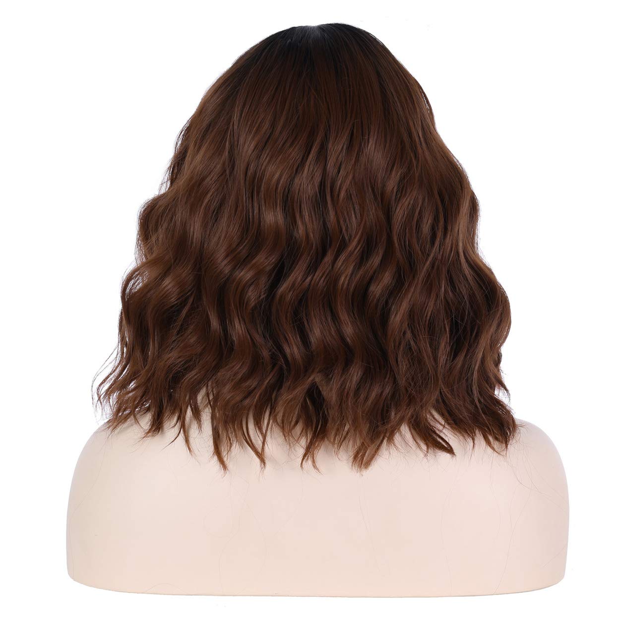 incohair 14 Inches Ombre Brown Wig Short Brown Bob Wigs Black to Brown Synthetic Cosplay Party Daily Wigs Wig Cap Included (Ombre Brown)