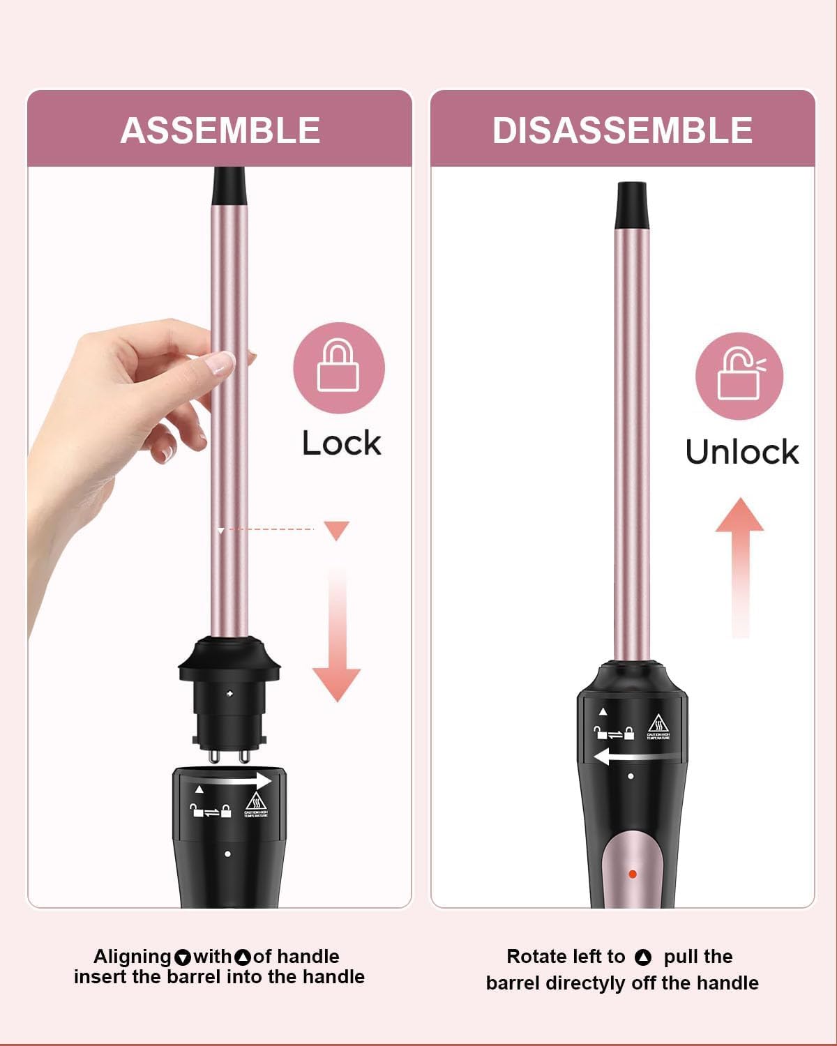 Karrong 3/8 Inch Tourmaline Ceramic Curling Wand, Small Curling Iron for Short & Long Hair, 30S Instant Heat Up, 2 Temperature Settings, Includes Heat Protective Glove & 2 Clips