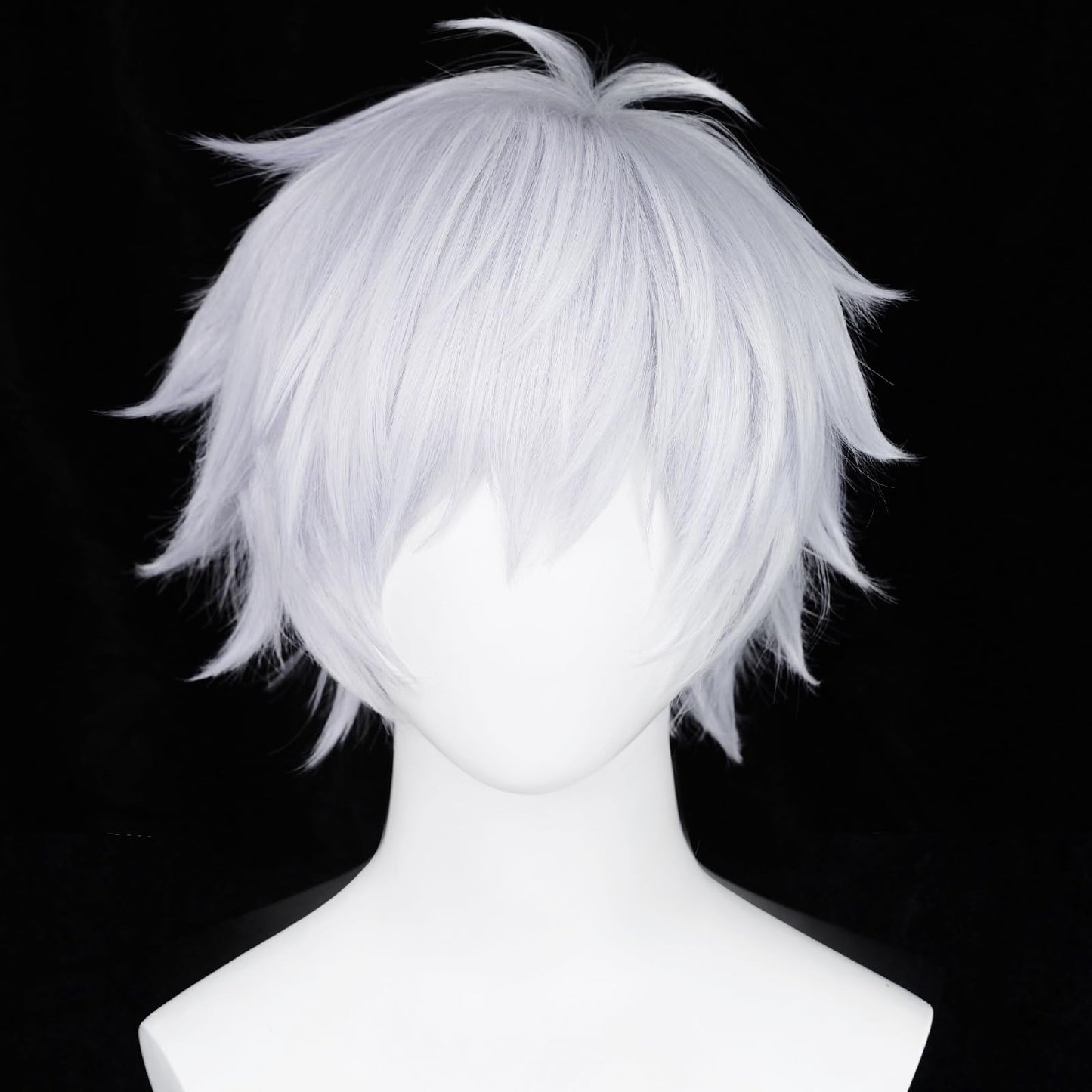 Wiggy Mermaid Silver Violet Wig for Satoru Gojo Cosplay, Mens Short Fluffy Spiky Hair Wig for Anime Cosplay Halloween Costume