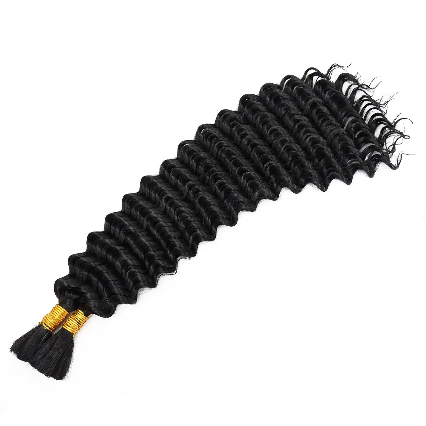 Eacia 28 Inch Deep Wave Bulk Braiding Hair for Boho Braids 2 Bundles 200g Natural Black Curly Braiding Hair for Micro Twist No Weft Wet and Wavy Braiding Hair Extensions (#1B,100g/bundle)