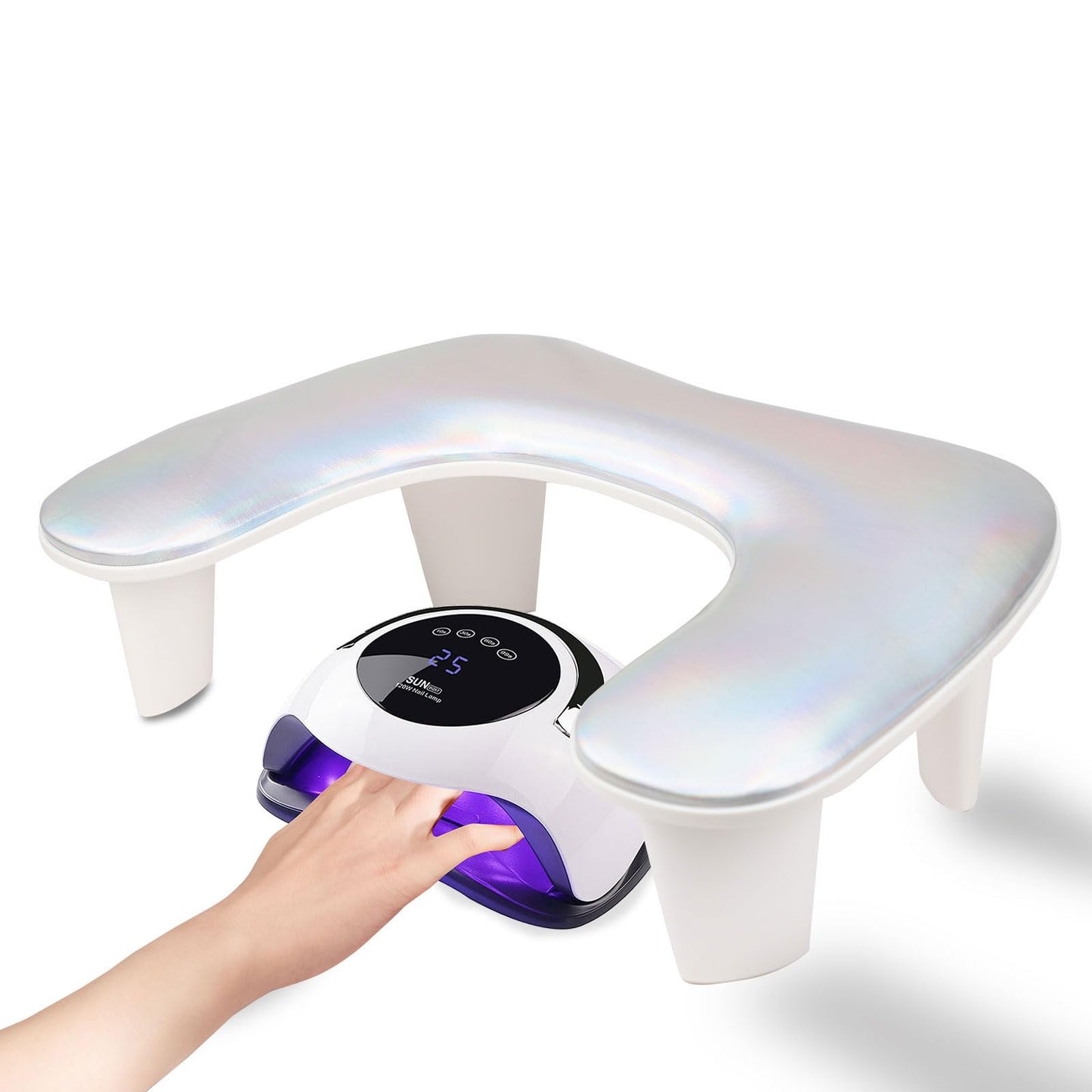 Arm Rest for Nails Tech,U-shaped Manicure Nail Hand Rest Pillow Cushion, Big Microfiber Leather Nail Arm Rest Stand for Acrylic Nail Art Tech(Glitter)